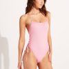 Women * | Discount Online Seafolly Sea Dive Scoop Neck Drawstring Side One Piece Parfait Pink