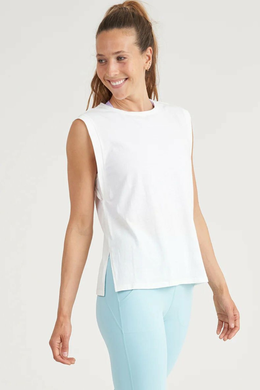 Women * | Half Off Thrive Societe Muscle Tank White