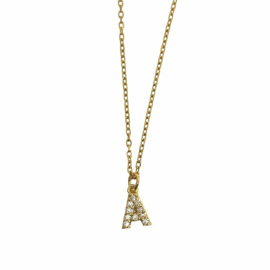 Accessories * | Sales Online Nikki Smith Designs Mini Crystal Initial Charm Necklace