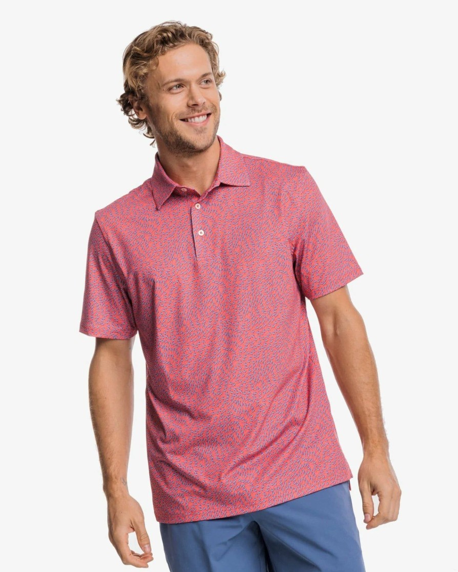 Men * | Sales Online Southern Tide Stay In Schools Sports Shirt Rosewood Red