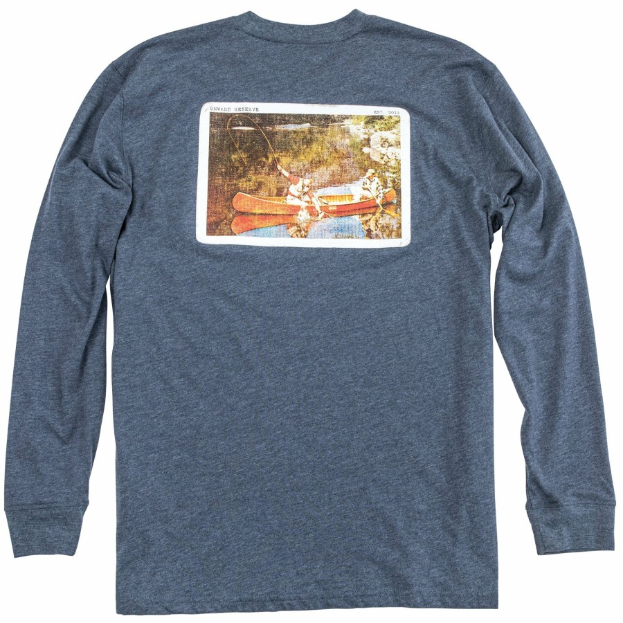 Men * | Half Off Onward Reserve Vintage Canoe Long Sleeve Tee Heather Vintage Indigo