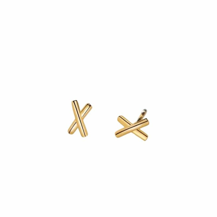 Accessories * | Special Offers Nikki Smith Criss Cross Gold Studs