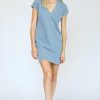 Women * | Prefential Price Perfect White Tee Alicia Recycled V-Neck Mini Dress Denim Blue