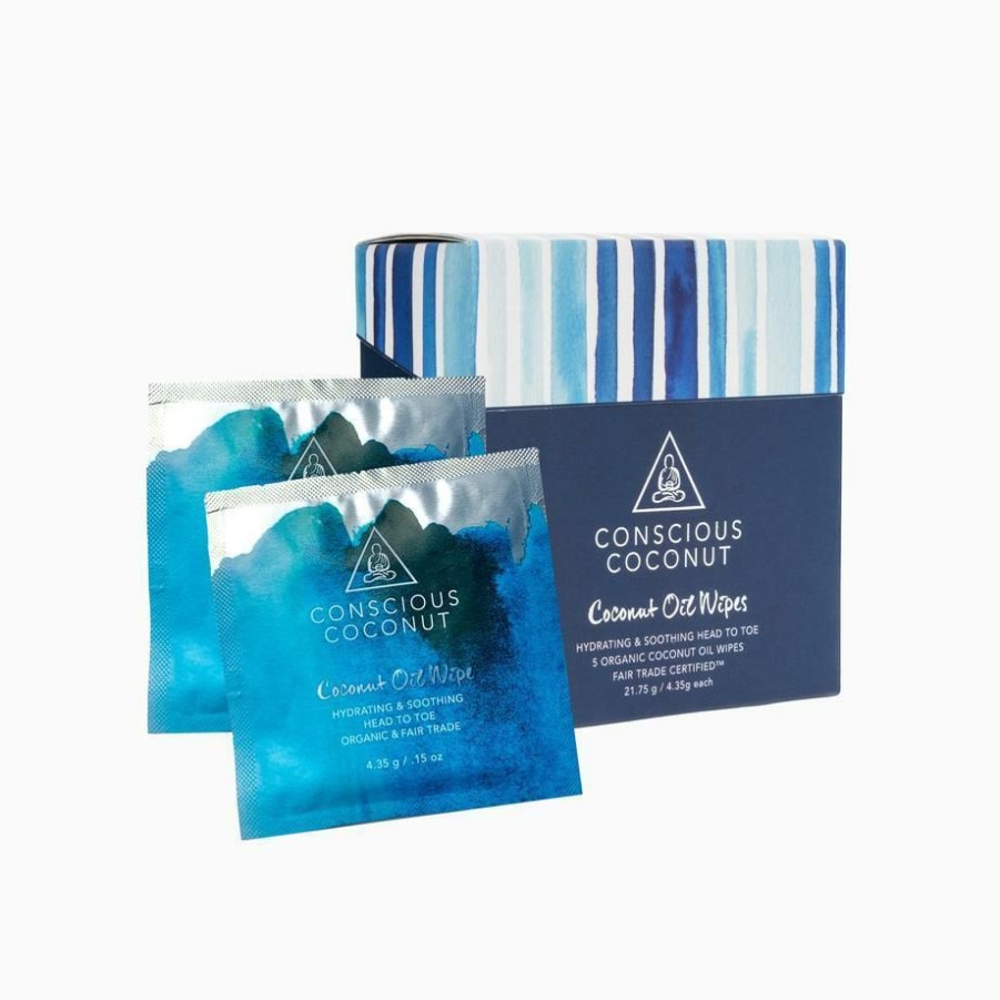 Accessories * | Discount Online Conscious Coconut Coconut Oil Wipes (5 Travel Pack)