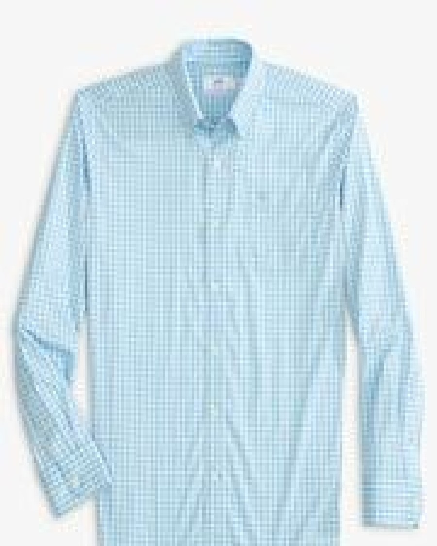 Men * | Special Offers Southern Tide Brrr Skycrest Plaid Intercoastal Sport Shirt Rain Water