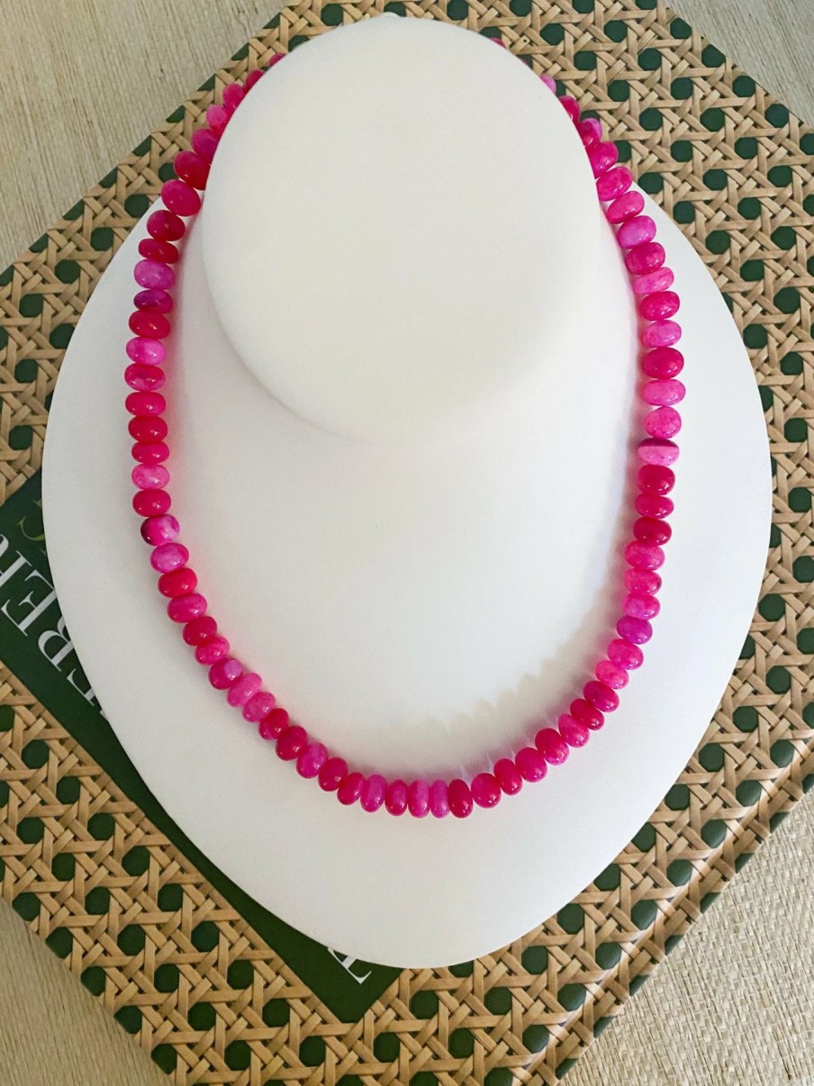 Accessories * | On Sale Lawren Taylor Necklace Hot Pink Opal