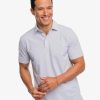 Men * | Limit Offer Southern Tide Brrr -Eeze Bowen Stripe Performance Polo Shirt Slate Grey