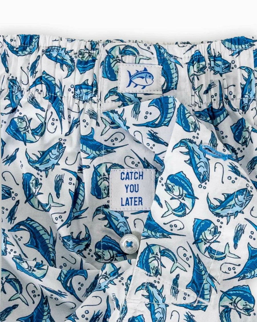 Men * | Special Offers Southern Tide Catch You Later Boxer Classic White