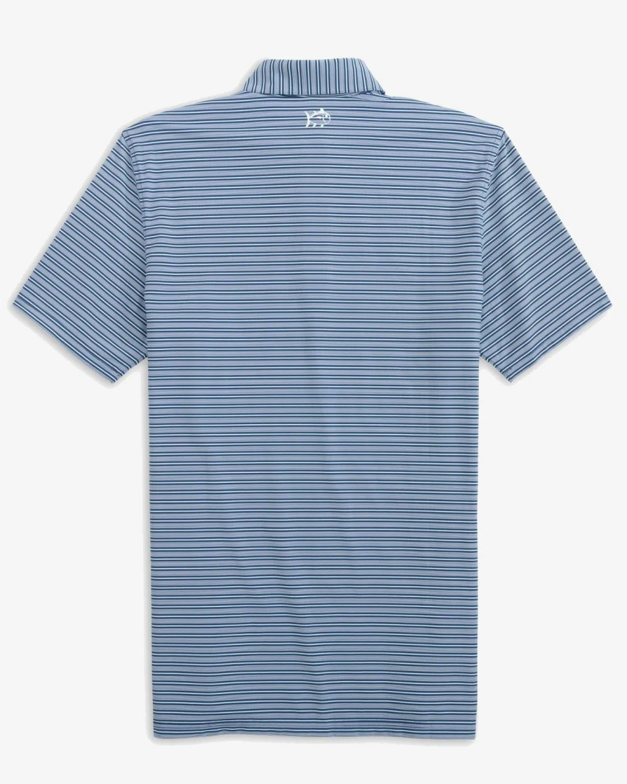 Men * | Half Off Southern Tide Brrr Crawford Stripe Performance Polo Aged Denim