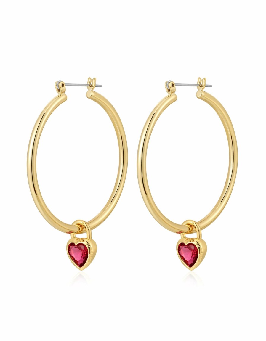 Accessories * | Prefential Price Luv Aj Bezel Heart Charm Hoops