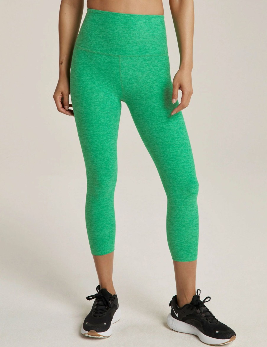 Women * | Discount Online Beyond Yoga Spacedye Walk And Talk High Waisted Capri Legging Green Grass Heather