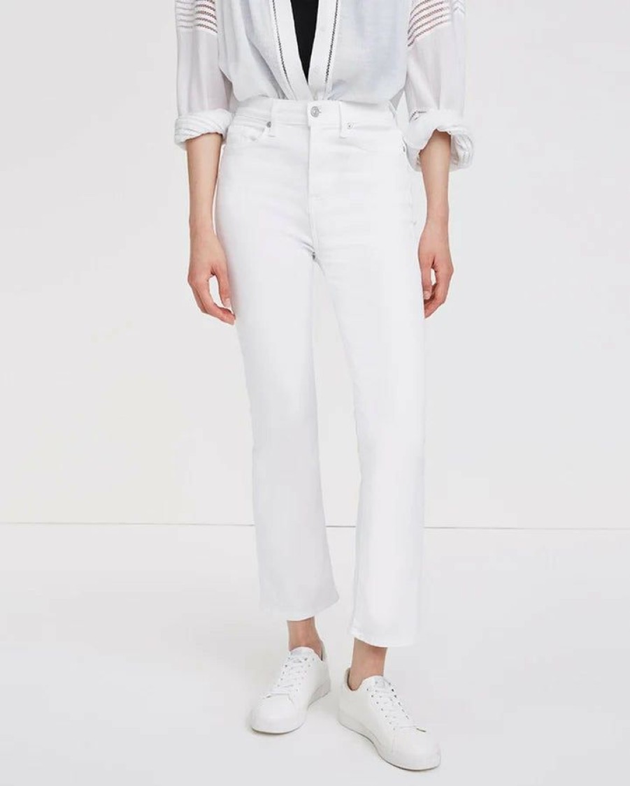 Women * | Clearance 7 For All Mankind High Waisted Slim Kick Luxe White