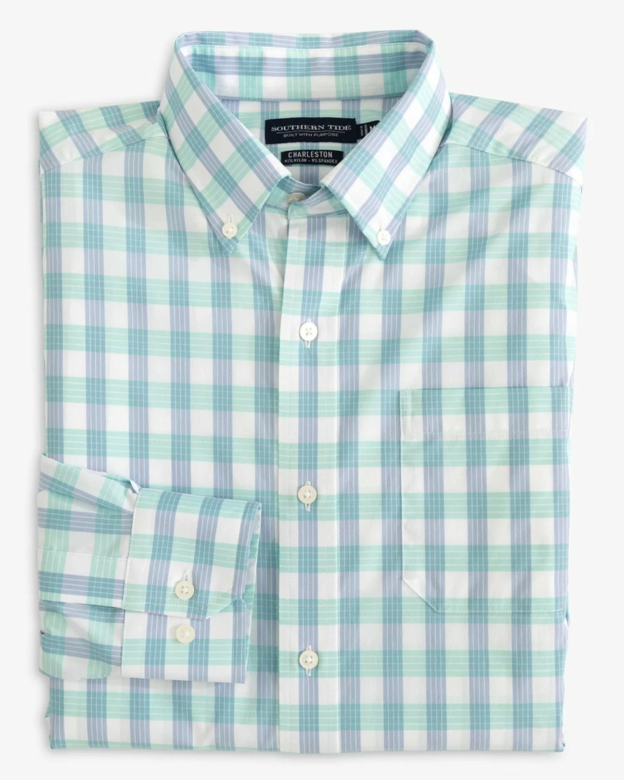 Men * | Special Offers Southern Tide Brrr Charleston Griggs Plaid Sportshirt Classic White