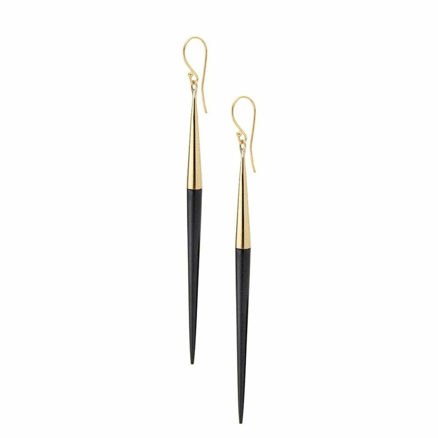 Accessories * | Clearance Soko Capped Quill Dangle Earrings Black/Gold