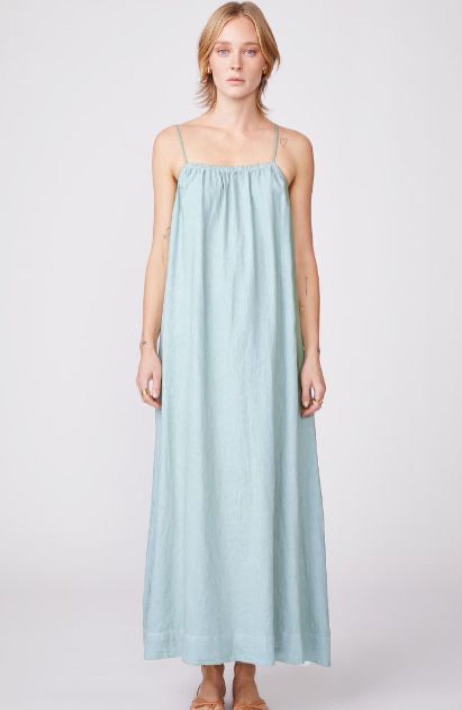 Women * | Half Off Stateside Linen A-Line Maxi Ciel