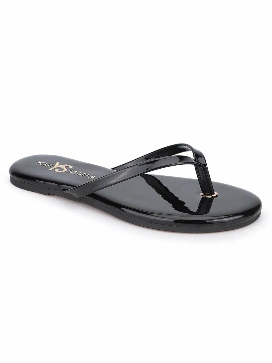 Women * | Sales Online Yosi Samra Rivington Flip Flop Black Patent