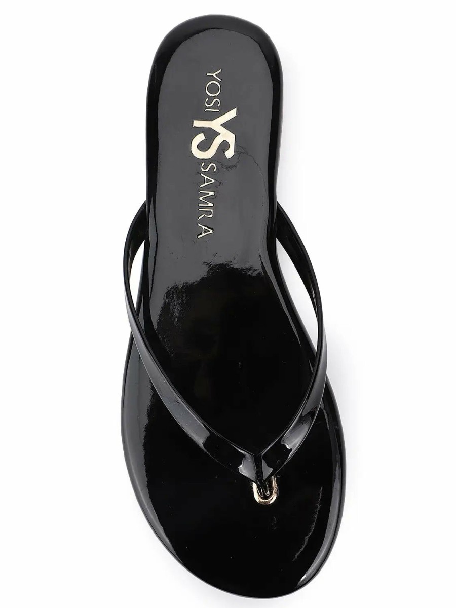 Women * | Sales Online Yosi Samra Rivington Flip Flop Black Patent