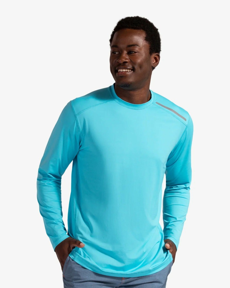 Men * | Sales Online Bloquv Men'S Long Sleeve Jet Tee Light Turquoise