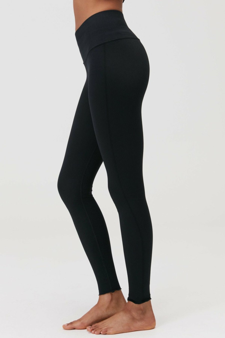 Women * | Sales Online Spiritual Gangster Love Sculpt 7/8 Ruffle Legging -Black