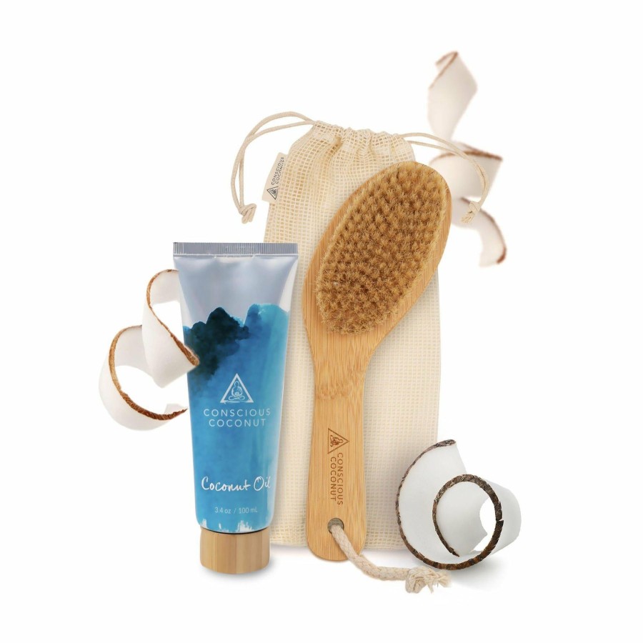 Accessories * | Half Off Conscious Coconut Travel Dry Brush Kit