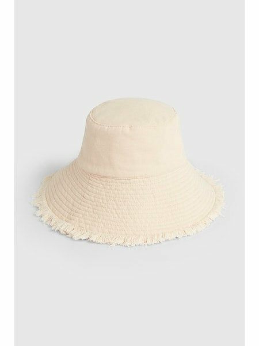 Accessories * | Discount Online Seafolly Fringe Bucket Hat Natural