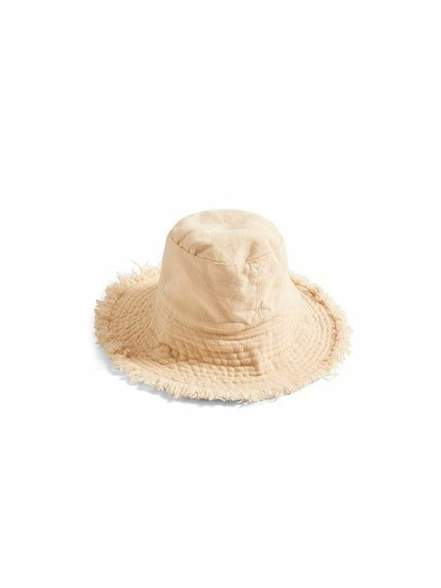 Accessories * | Discount Online Seafolly Fringe Bucket Hat Natural