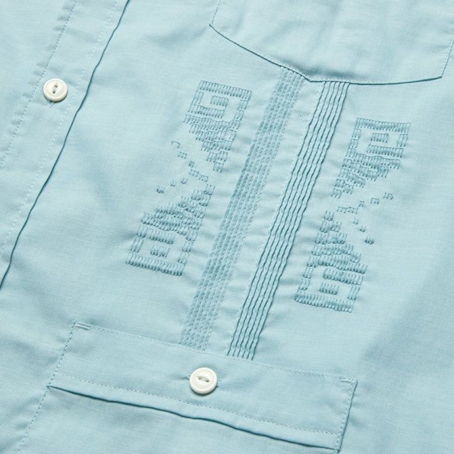 Men * | Sales Online Howler Bros Guayabera Shirt Hemisphere Blue