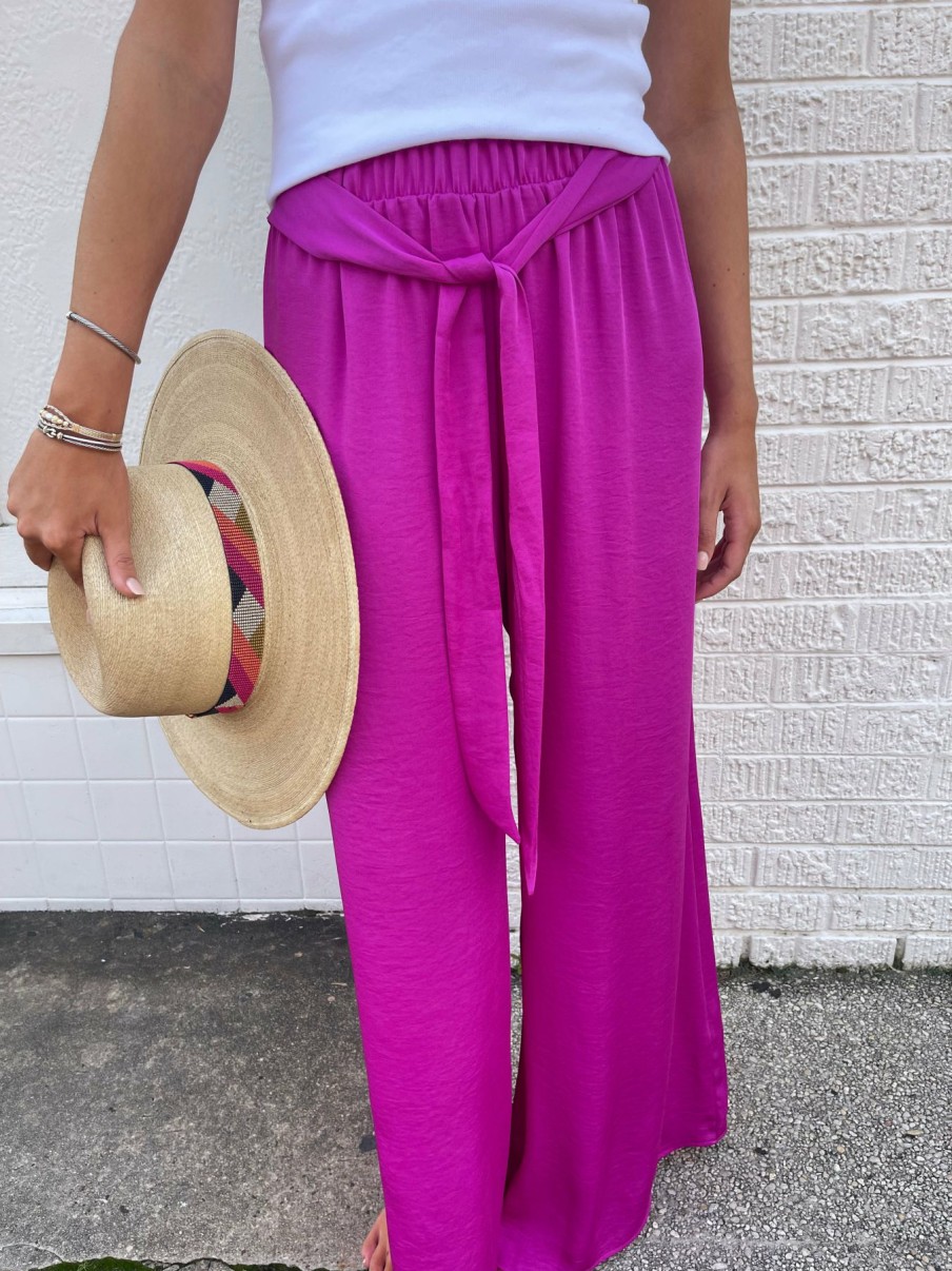 Women * | Clearance Kld. Signature Satin Wide Legged Pants Tulip