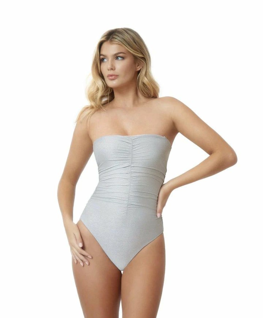 Women * | Clearance Pq Swim Ruched One Piece Silver