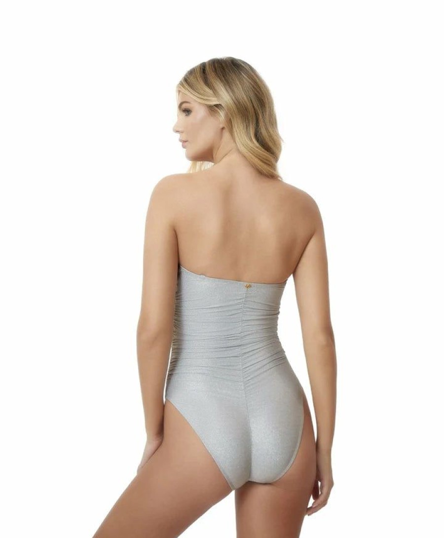 Women * | Clearance Pq Swim Ruched One Piece Silver