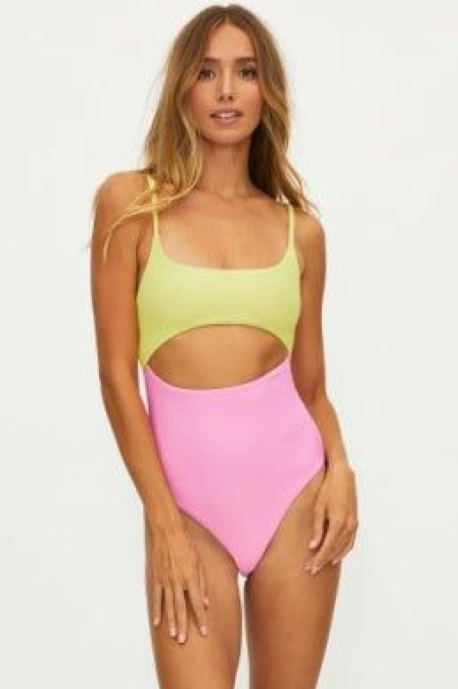 Women * | Half Off Beach Riot Ray One Piece Macaron Color Block