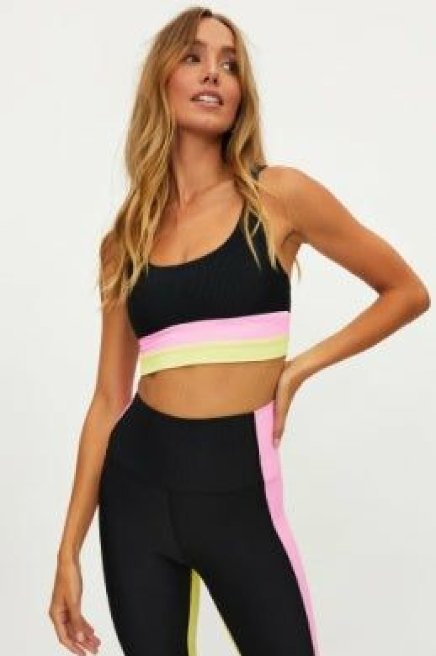 Women * | Special Offers Beach Riot Mackenzie Top Pink Lemonade Color Block