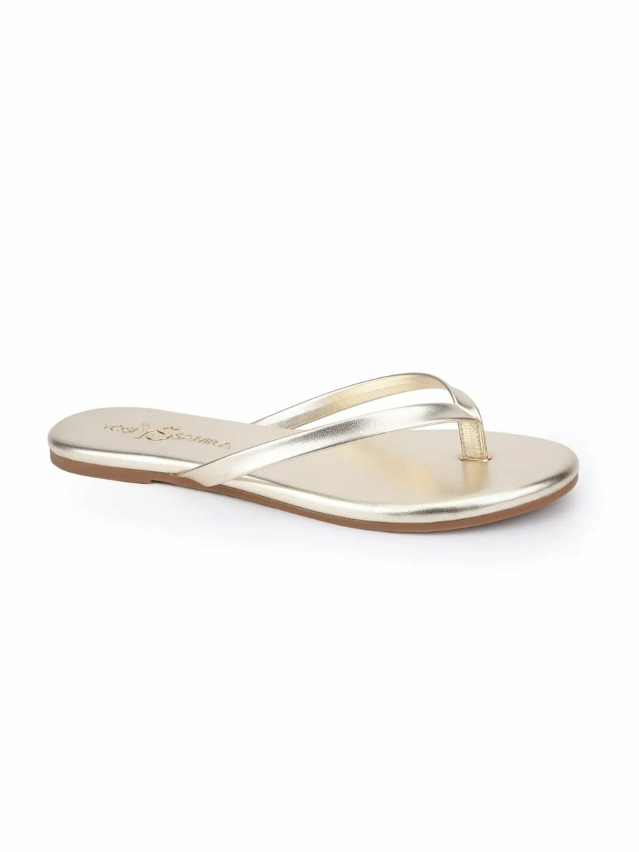 Women * | Prefential Price Yosi Samra Rivington Flip Flop Gold Metallic