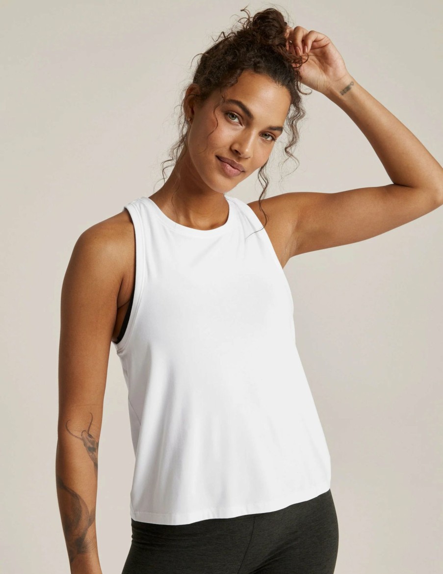 Women * | Special Offers Beyond Yoga Featherweight Rebalance Tank White