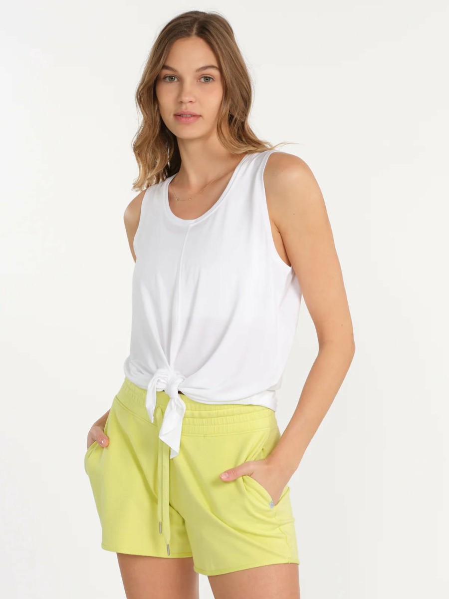 Women * | Discount Online Tasc Miroluxe Tie Tank White