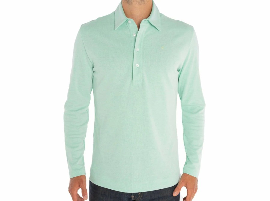 Men * | Sales Online Criquet Long Sleeve Range Polo Mint