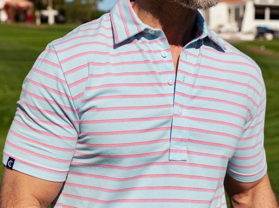 Men * | Discount Online Criquet Performance Range Polo Venice Stripe/Light Blue Venice Stripe / Light Blue