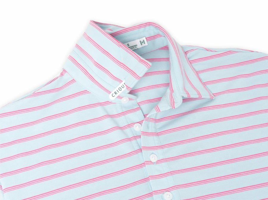 Men * | Discount Online Criquet Performance Range Polo Venice Stripe/Light Blue Venice Stripe / Light Blue