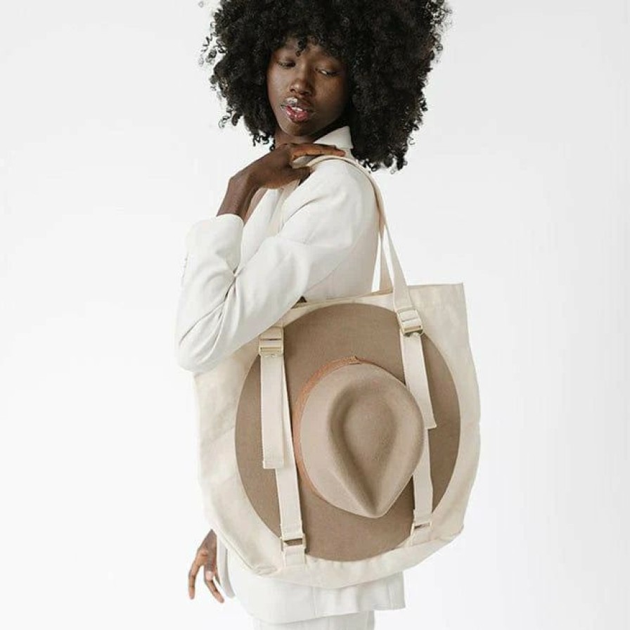 Accessories * | Special Offers Gigi Pip Canvas Hat Carrying Tote Natural