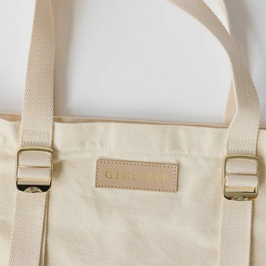 Accessories * | Special Offers Gigi Pip Canvas Hat Carrying Tote Natural