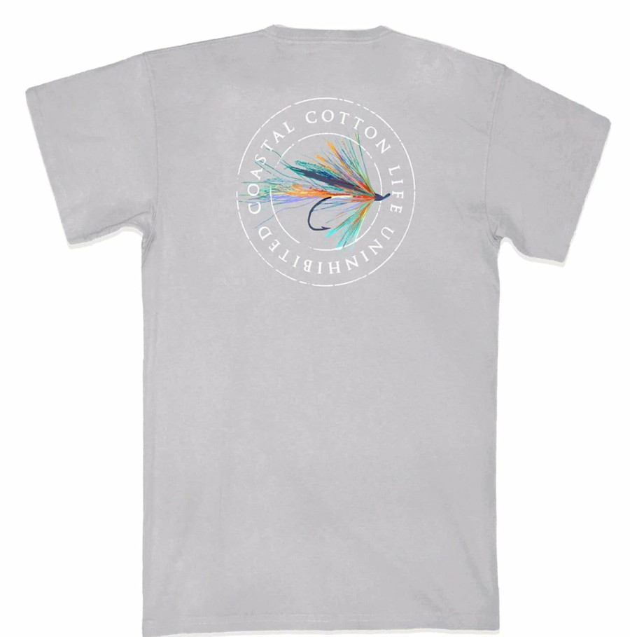 Men * | Discount Online Coastal Cotton Fly Short Sleeve Tshirt Grey