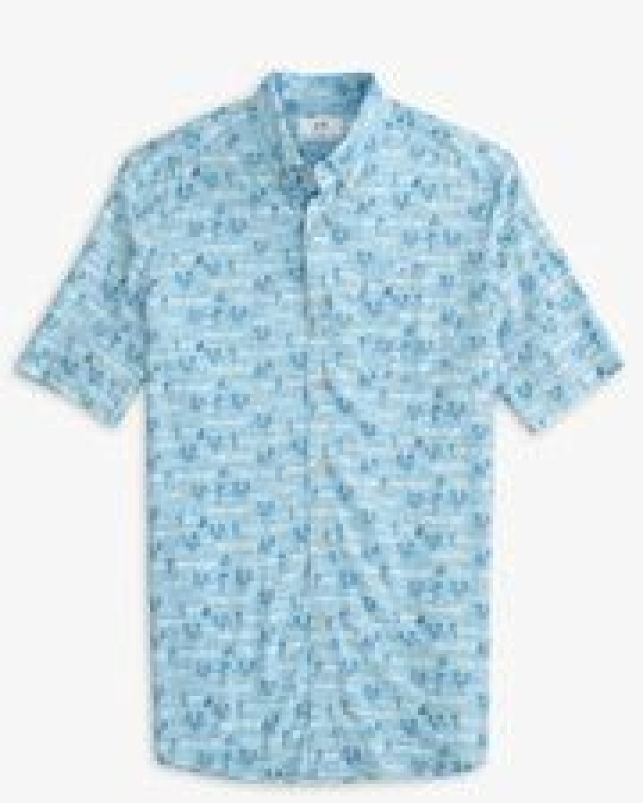 Men * | On Sale Southern Tide Nice To Sea You Sportshirt Rain Water