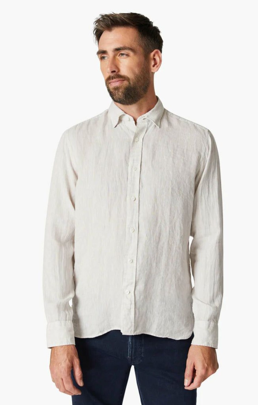 Men * | Discount Online 34 Heritage Linen Chambray Shirt Simply Taupe