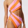 Women * | Sales Online Solid & Striped The Randall One Piece Butterluxe Colorblock/Carnation Pink X Clementine