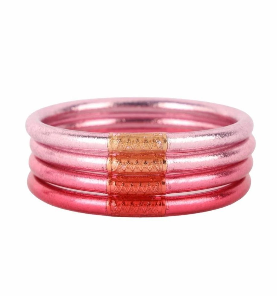 Accessories * | Sales Online Budhagirl All Weather Bangles Serenity Prayer Carousel Pink