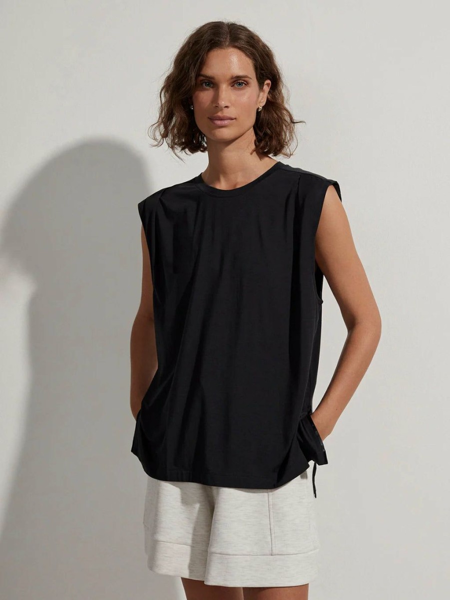 Women * | Discount Online Varley Calgary Boxy Tank Black