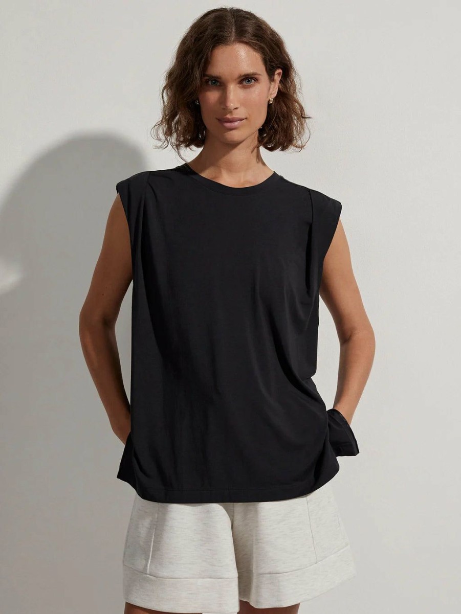 Women * | Discount Online Varley Calgary Boxy Tank Black