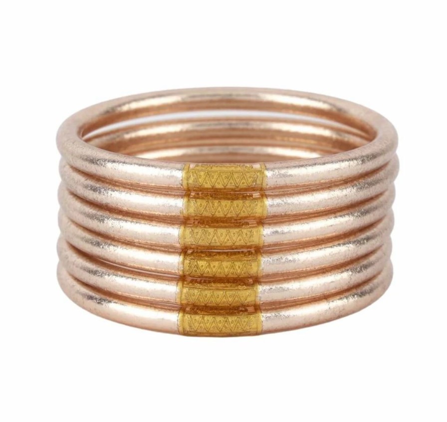 Accessories * | Limit Offer Budhagirl All Weather Bangles Serenity Prayer Champagne