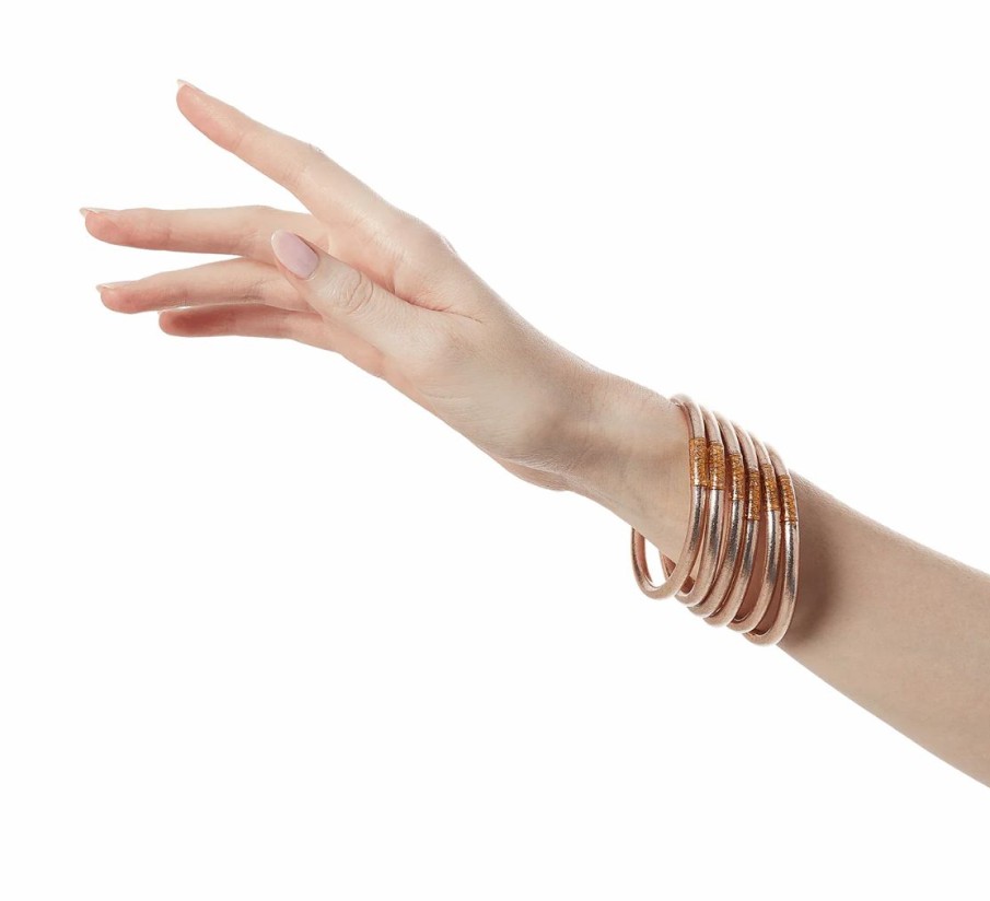 Accessories * | Limit Offer Budhagirl All Weather Bangles Serenity Prayer Champagne