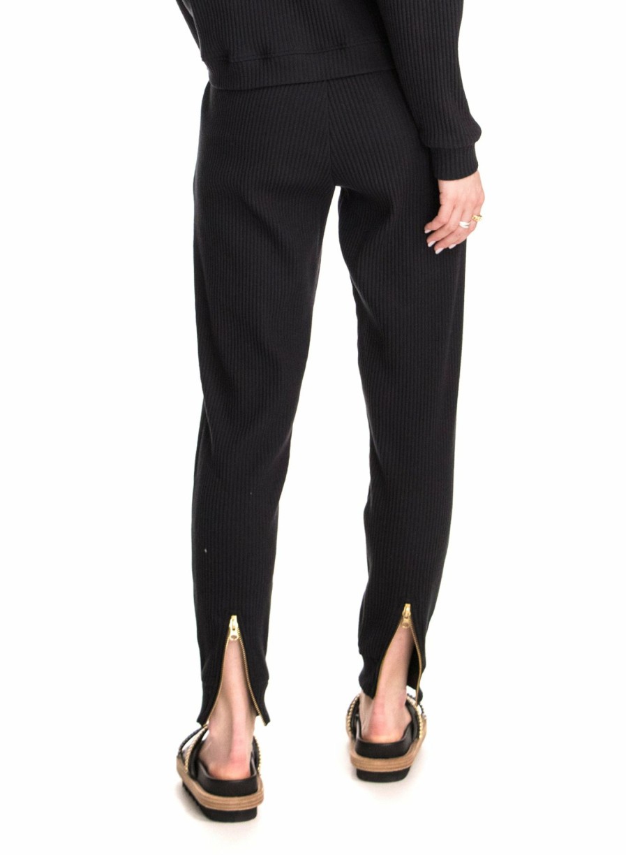 Women * | Discount Online Chrldr Hailey Back Zip Sweat Pants Black